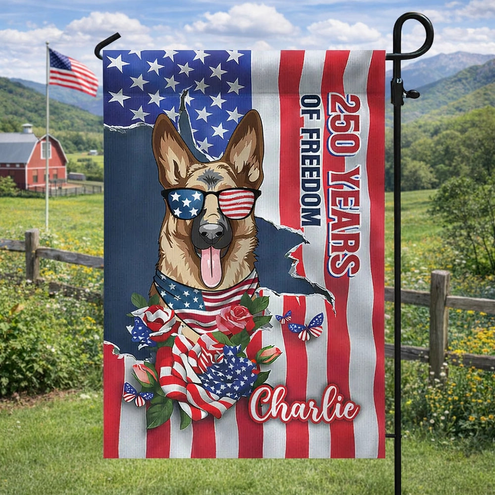 Personalized Patriotic Dog Garden Flag for Pet Lovers - Independence Day Decor Flag MagicInPrints