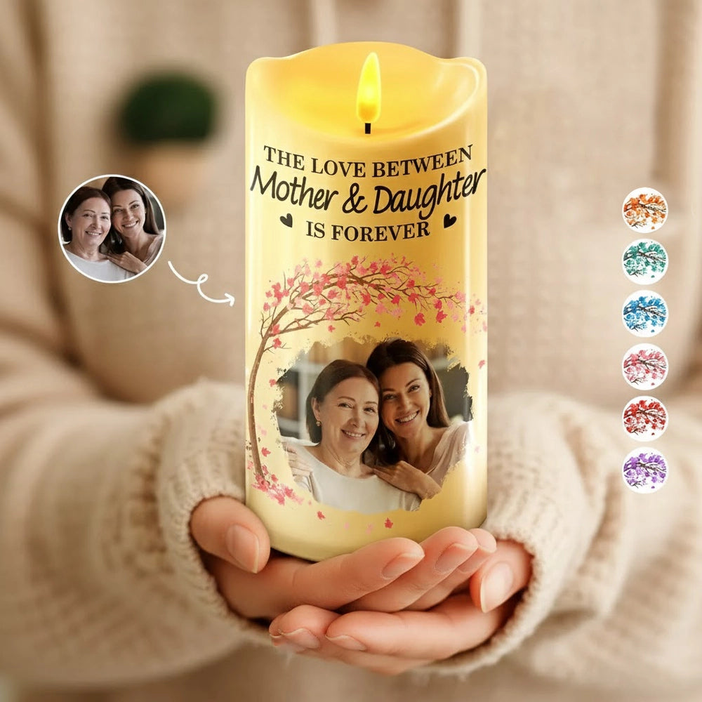 Customizable LED Candle for Mother & Daughter - Sentimental Gift Lamp MagicInPrints