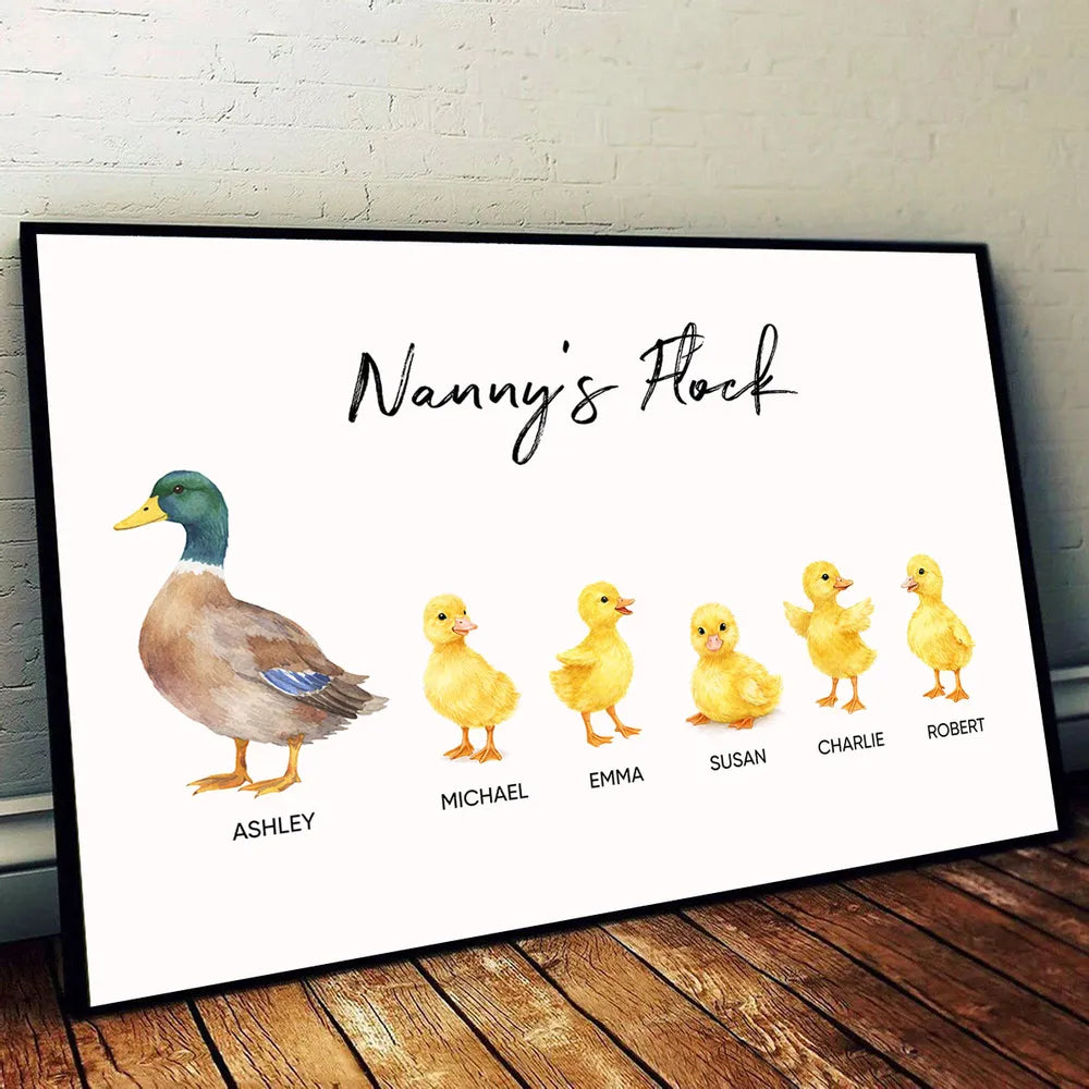 Personalized Family Duck Print for Grandma - Custom Names Wall Art Poster or Canvas MagicInPrints