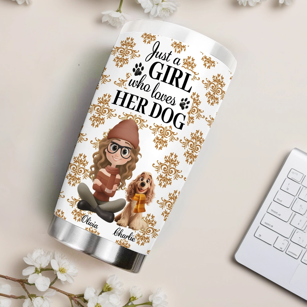 Personalized Dog Lover Tumbler for Women - Custom Name Gift Cup MagicInPrints