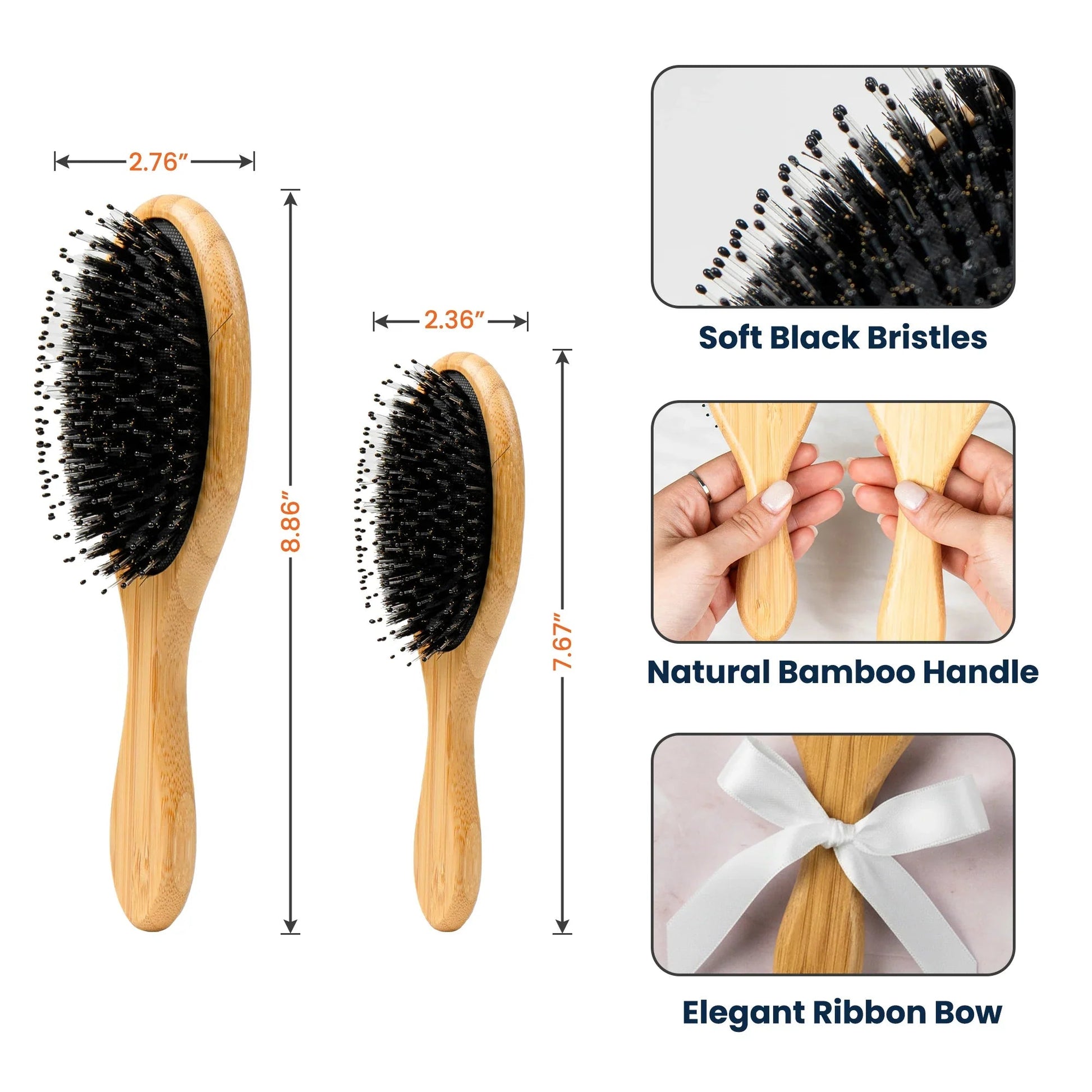 Personalized Floral Bamboo Hair Brush for Women - Elegant Gift Beauty Tools MagicInPrints