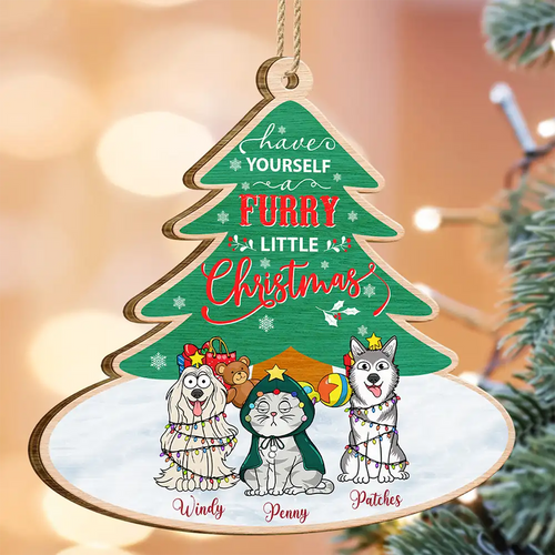 Have Yourself A Furry Christmas – Personalized Custom Shaped Wooden Ornament – Gift for Dog Lovers Wooden Ornament MagicInPrints
