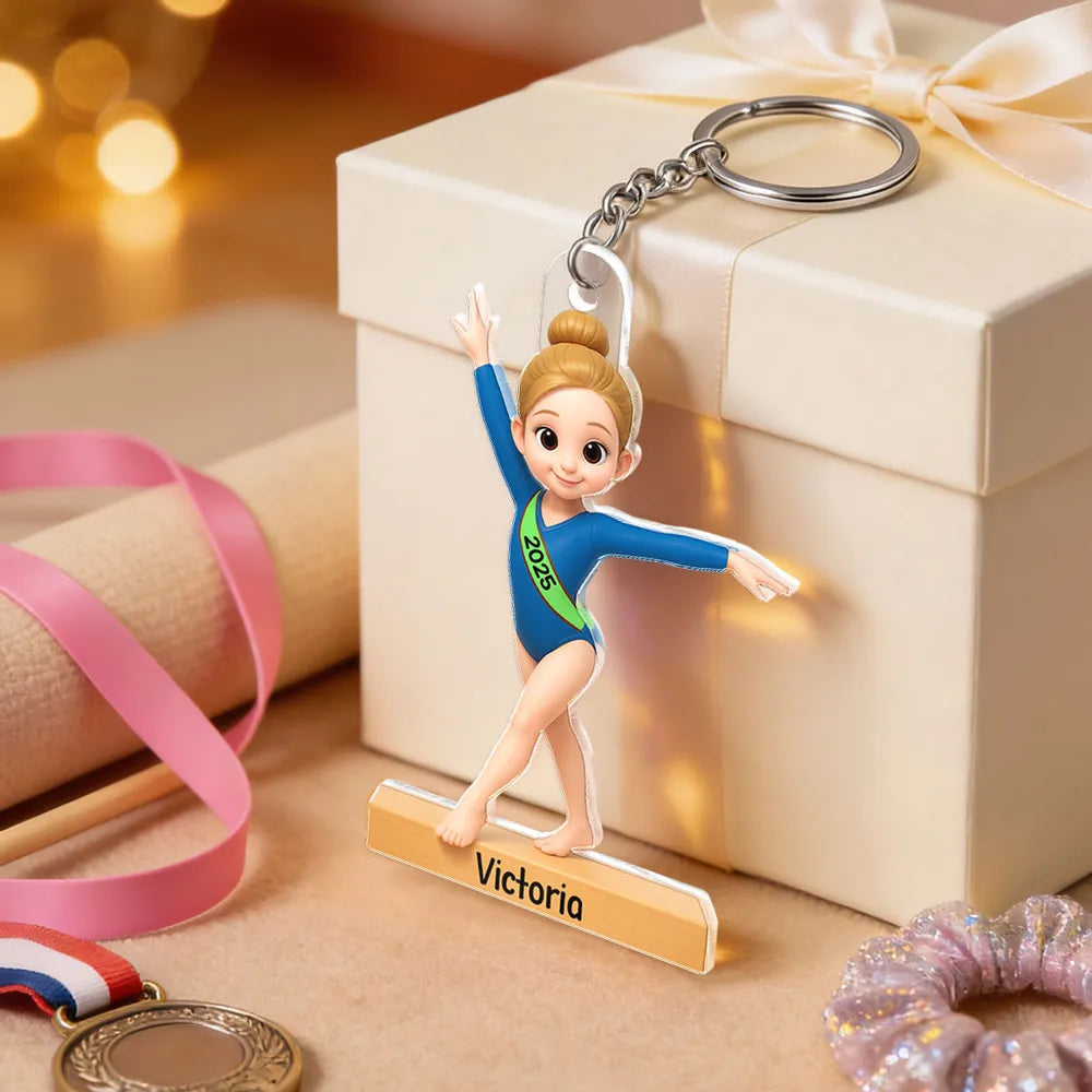 Personalized Gymnast Keychain for Kids - Custom Name and Year Keychain MagicInPrints