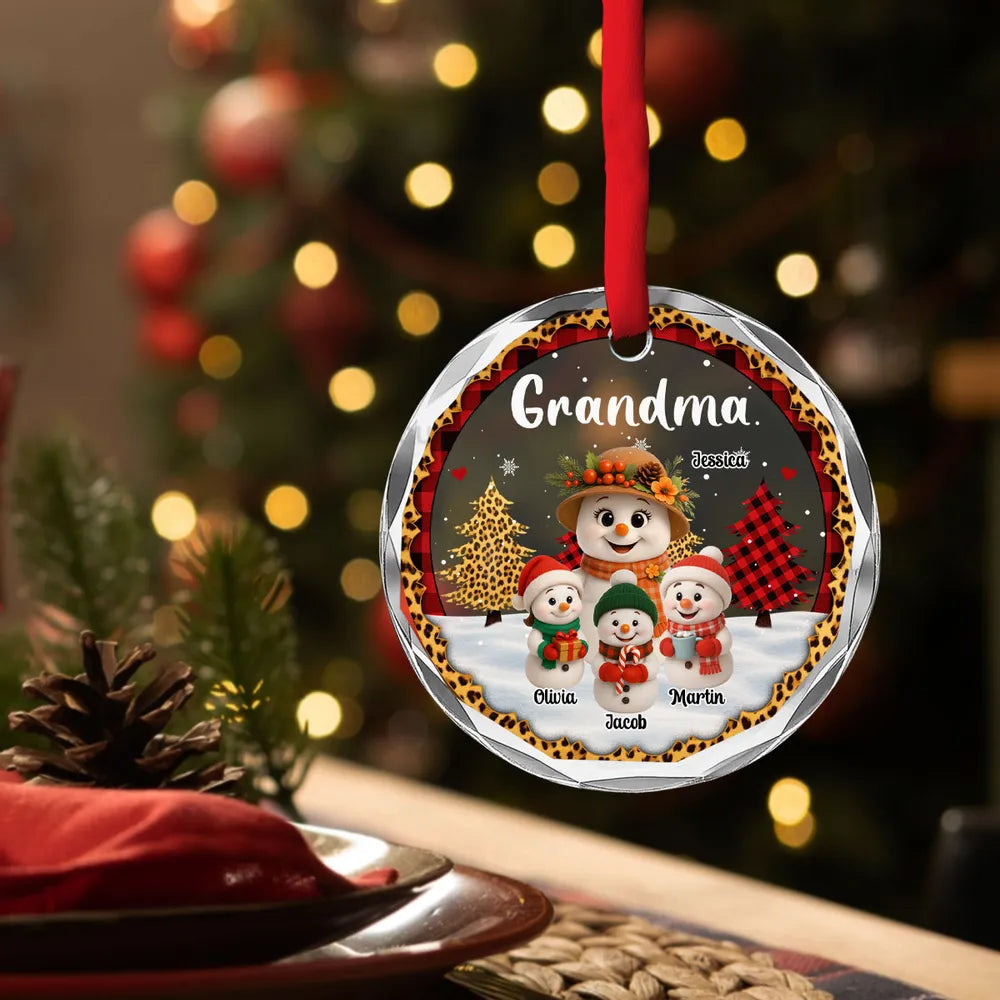 Personalized Christmas Ornament for Grandma - Snowman Family Decoration Ornament MagicInPrints