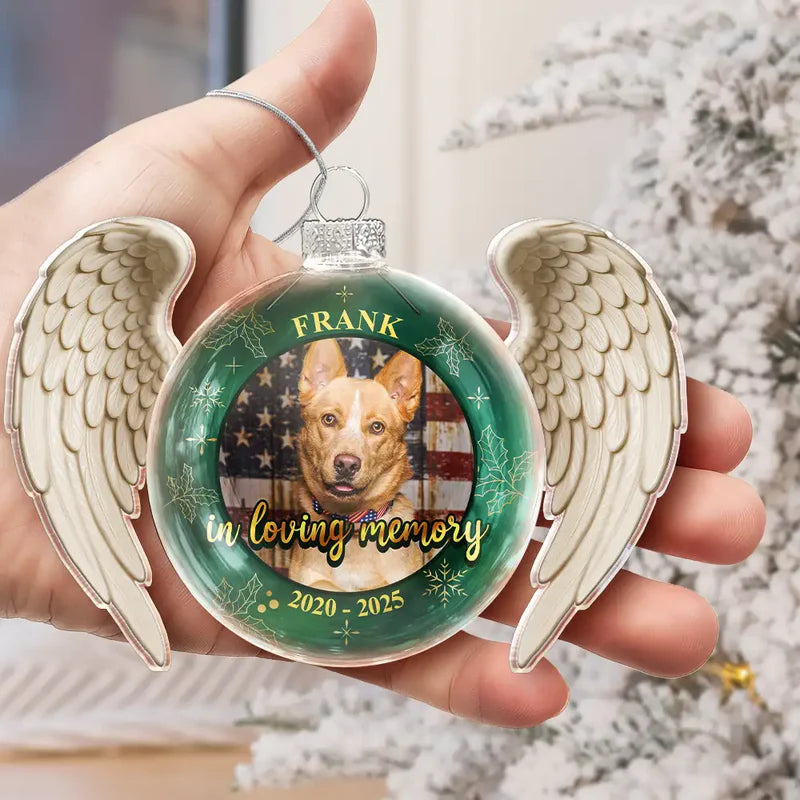 Personalized Pet Memorial Ornament with Angel Wings - Cherished Pet Remembrance Ornament MagicInPrints