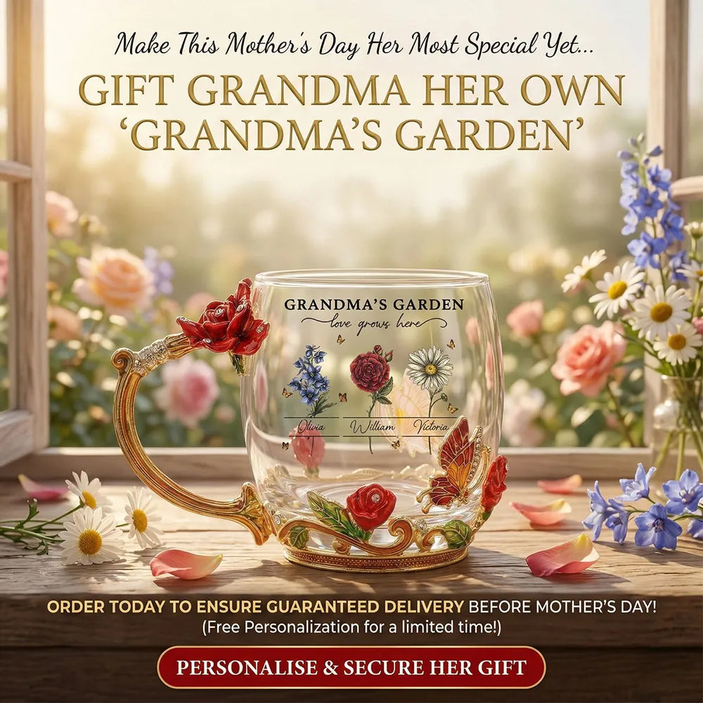 Personalized Grandma's Garden Glass Mug with Floral Design - Perfect Gift for Grandmother Cup MagicInPrints
