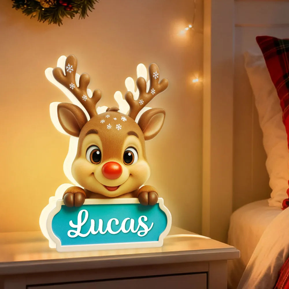 Personalized Reindeer Name Plaque for Kids - Christmas Decor Gift Plaque MagicInPrints
