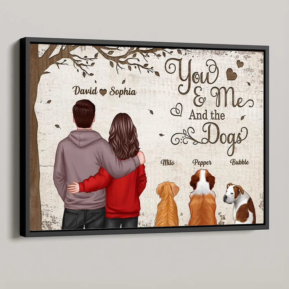 Personalized Couple and Dogs Canvas Print - Romantic Home Decor Gift Poster or Canvas MagicInPrints
