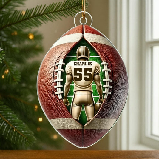 Custom Football Ornament for Sports Fans with Player Number - Holiday Decor Ornament MagicInPrints