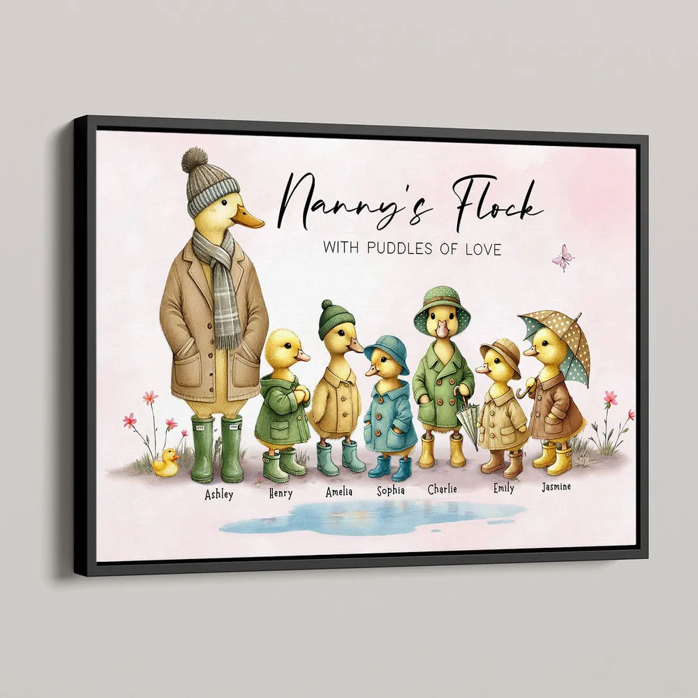 Personalized Family Duck Print for Nanny - Sentimental Gift with Names Poster or Canvas MagicInPrints