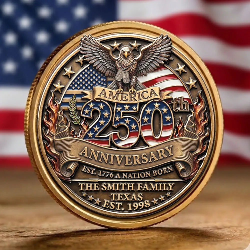 Custom Engraved 250th Anniversary Commemorative Coin for Collectors - Patriotic Gift Keychain MagicInPrints
