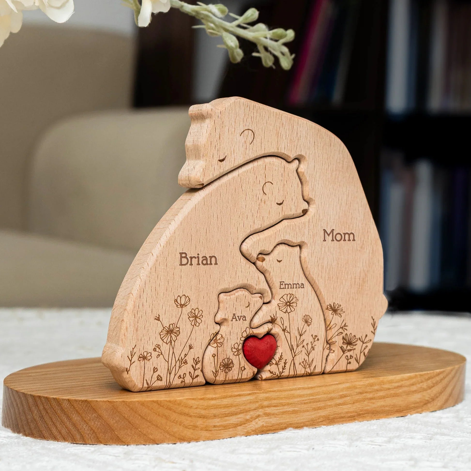 Personalized Wooden Bear Family Plaque for Parents - Sentimental Home Decor Plaque MagicInPrints