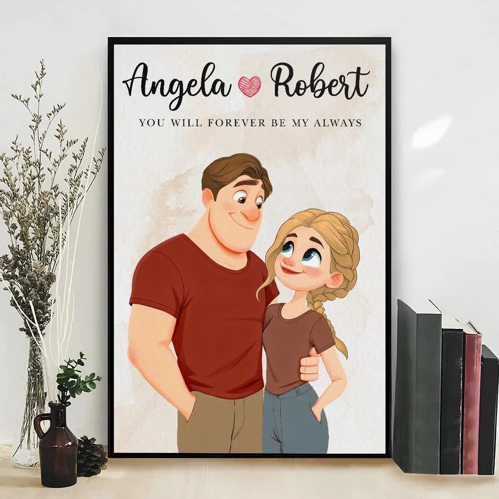 Personalized Couple Cartoon Portrait Wall Art - Romantic Gift for Partners Poster or Canvas MagicInPrints