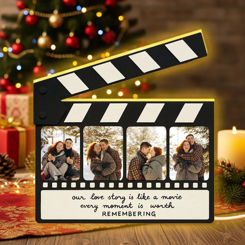Personalized Photo Frame for Couples - Movie Clapper Design - Perfect for Christmas or Anniversary Plaque MagicInPrints