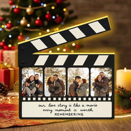 Personalized Photo Frame for Couples - Movie Clapper Design - Perfect for Christmas or Anniversary Plaque MagicInPrints