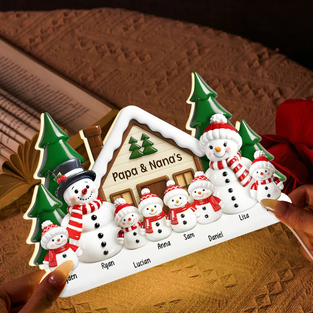 Personalized Family Snowman Christmas Ornament - Holiday Decoration Plaque MagicInPrints
