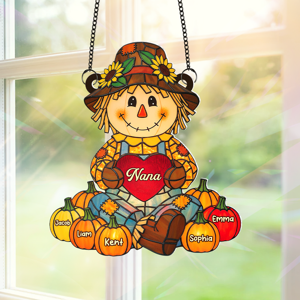 Nana's Autumn Scarecrow Suncatcher - A Personalized Gift to Cherish Ornament MagicInPrints