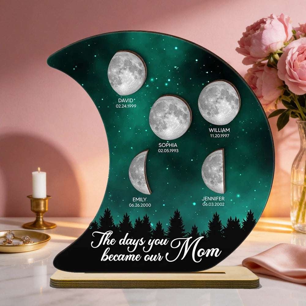 Personalized Moon Phase Plaque for Mom - Family Birthdays Gift Plaque MagicInPrints