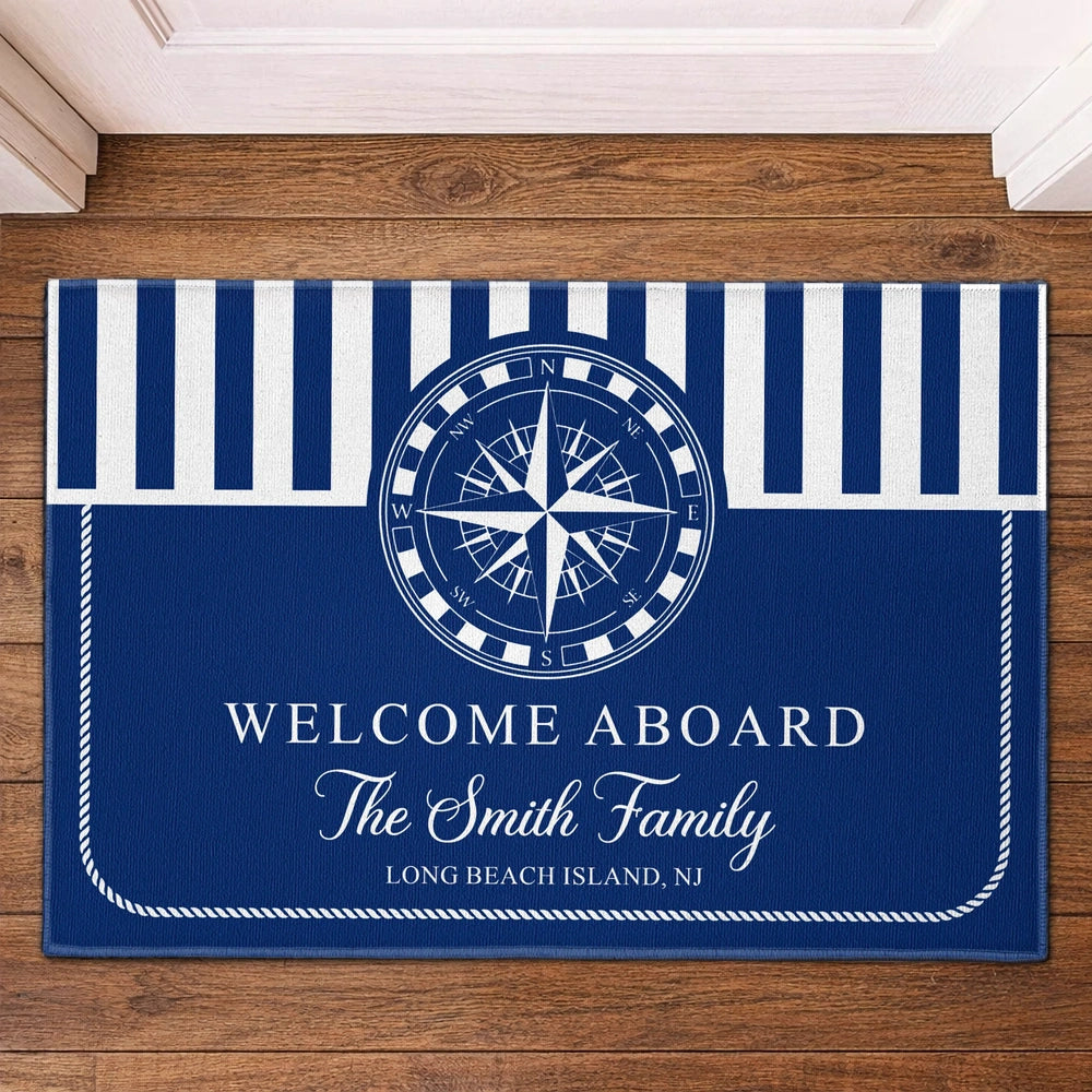 Personalized Nautical Welcome Mat for Families - Custom Entryway Decor Doormat MagicInPrints