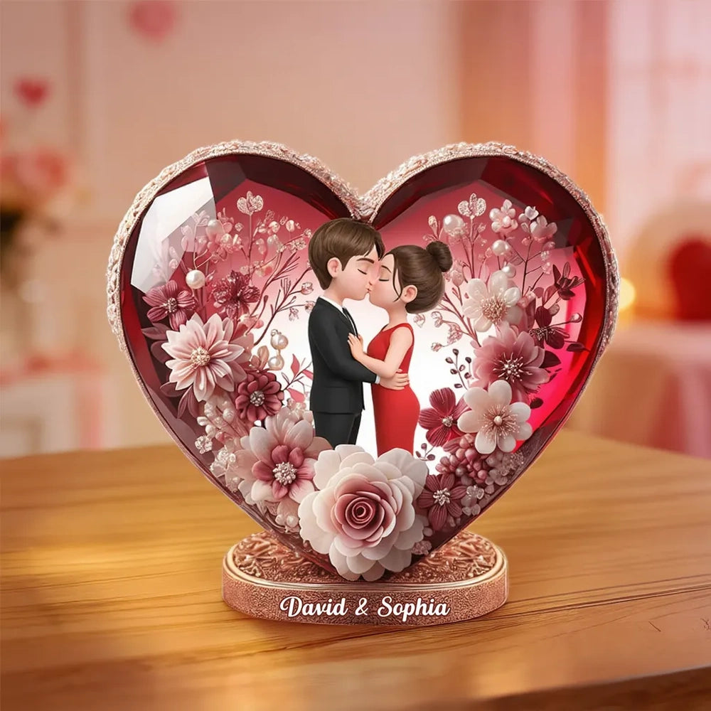 Personalized Heart-Shaped Crystal Keepsake for Couples - Romantic Gift Plaque MagicInPrints