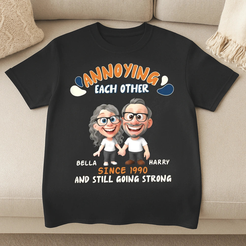 Personalized Couple T-Shirt for Anniversaries - Fun Cartoon Design Cloth MagicInPrints