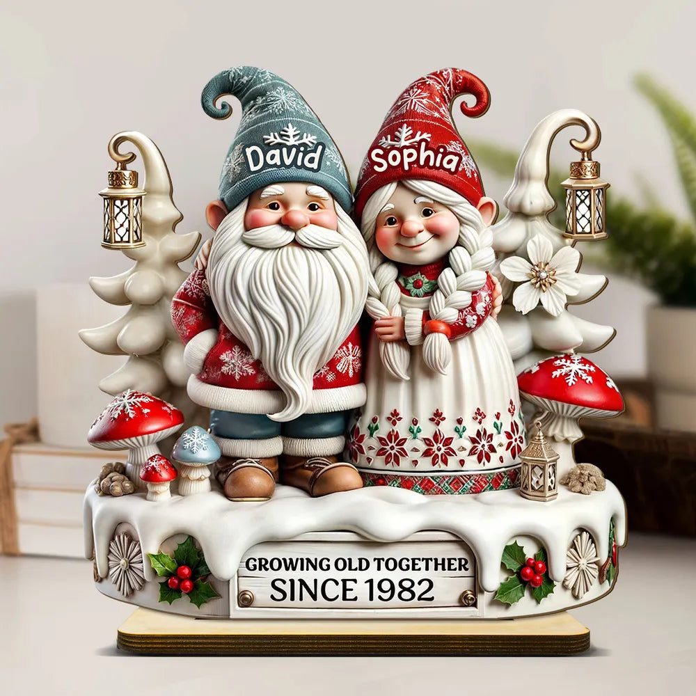 Personalized Gnome Couple Figurine for Couples - Anniversary Gift Plaque MagicInPrints