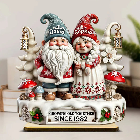 Personalized Gnome Couple Figurine for Couples - Anniversary Gift Plaque MagicInPrints