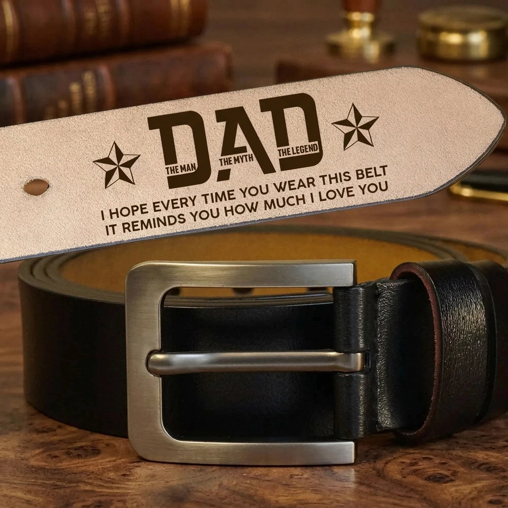Personalized Leather Belt for Dad - The Man, The Myth, The Legend - Sentimental Gift Belt MagicInPrints