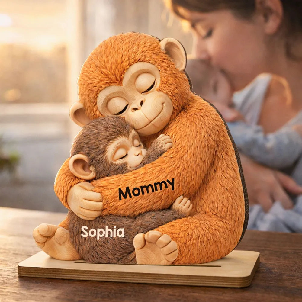 Personalized Monkey Family Figurine for Mom - Sentimental Home Decor Gift Plaque MagicInPrints