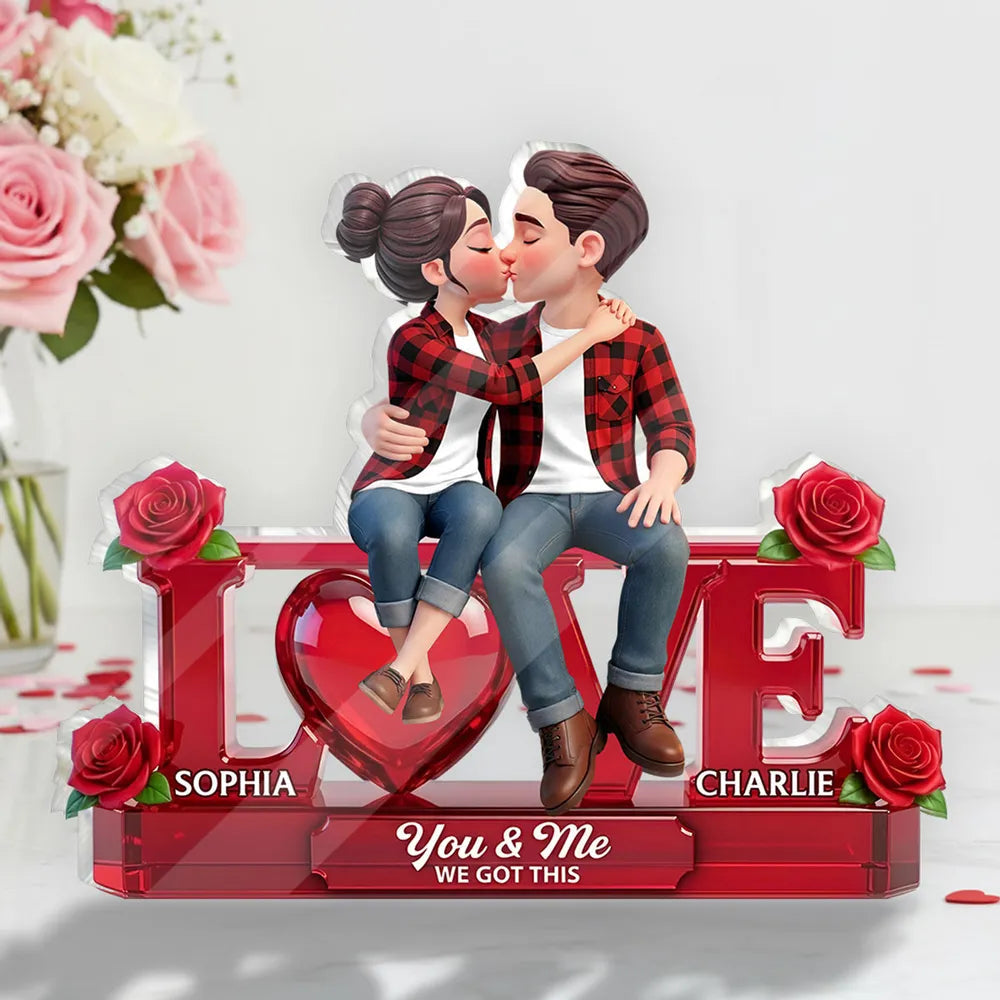 Personalized Couple Figurine Romantic Decor Gift - Anniversary or Valentine's Day Plaque MagicInPrints