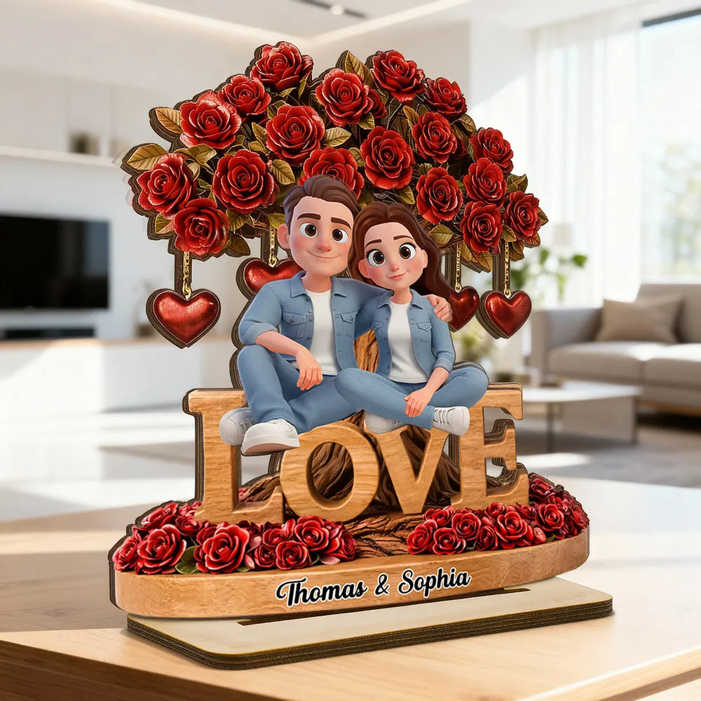 Personalized Couple Figurine Romantic Gift with Roses - Anniversary Keepsake Plaque MagicInPrints
