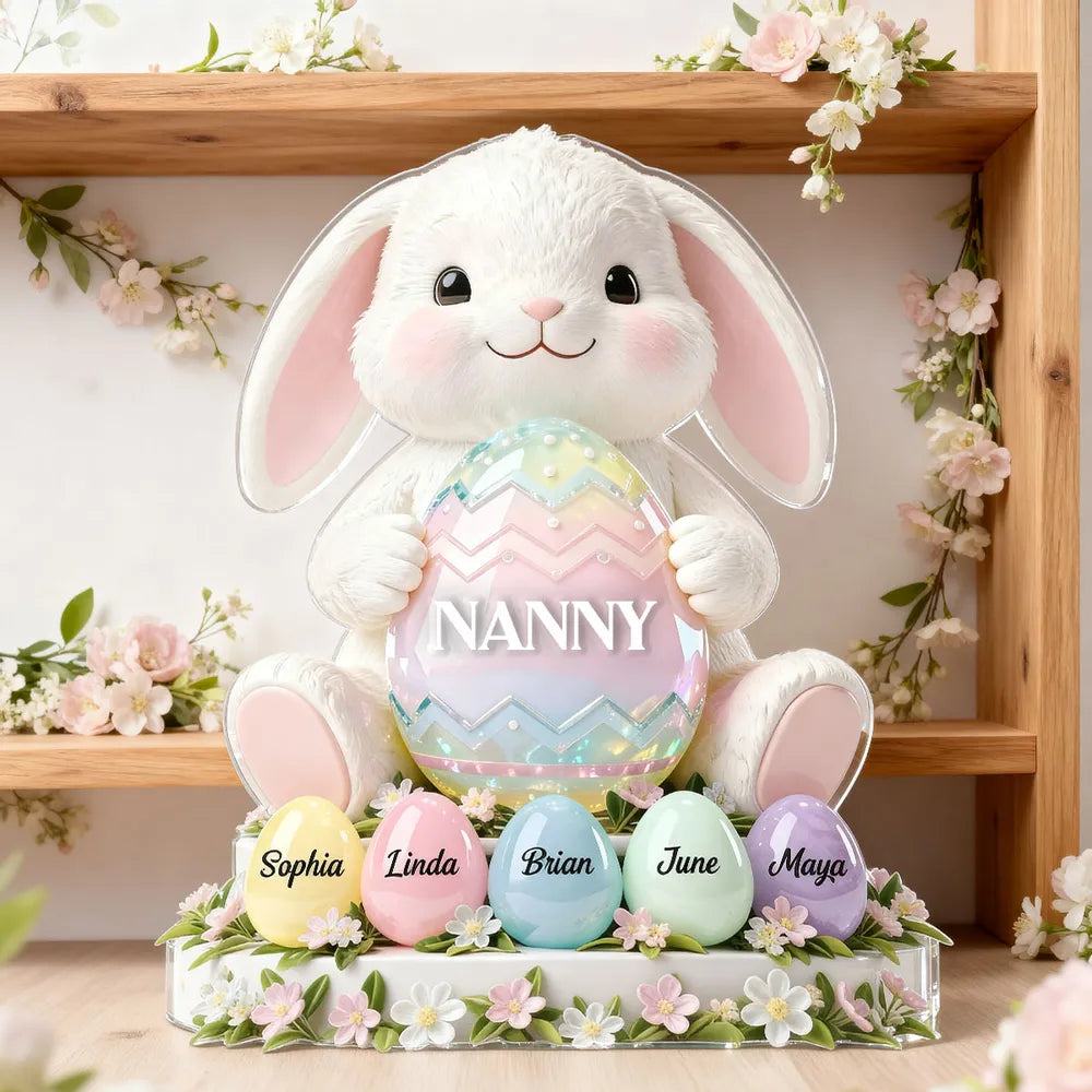 Personalized Easter Bunny Gift for Grandma - Custom Name Eggs Decoration Plaque MagicInPrints