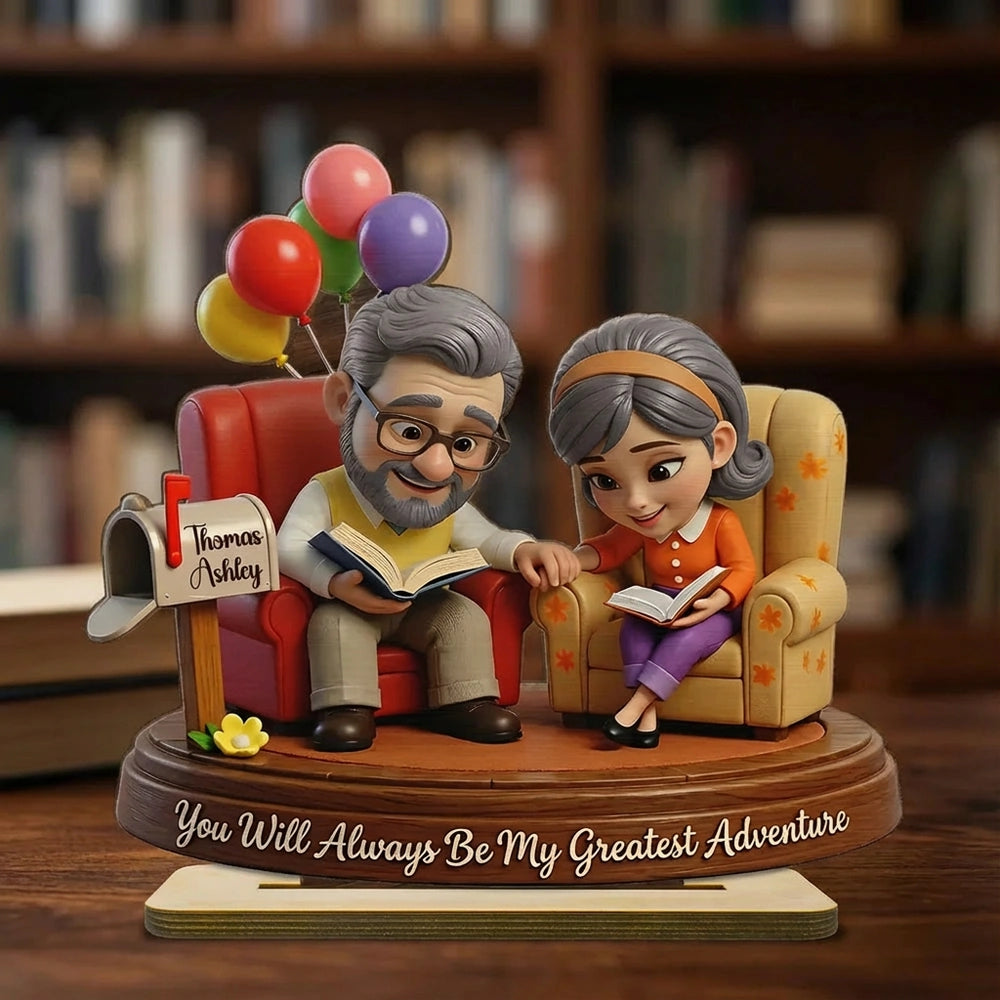 Personalized Grandparents Figurine with Books and Balloons - Sentimental Gift Plaque MagicInPrints