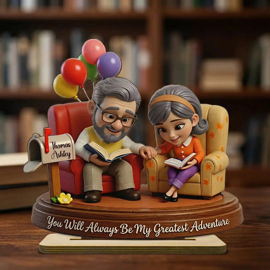 Personalized Grandparents Figurine with Books and Balloons - Sentimental Gift Plaque MagicInPrints