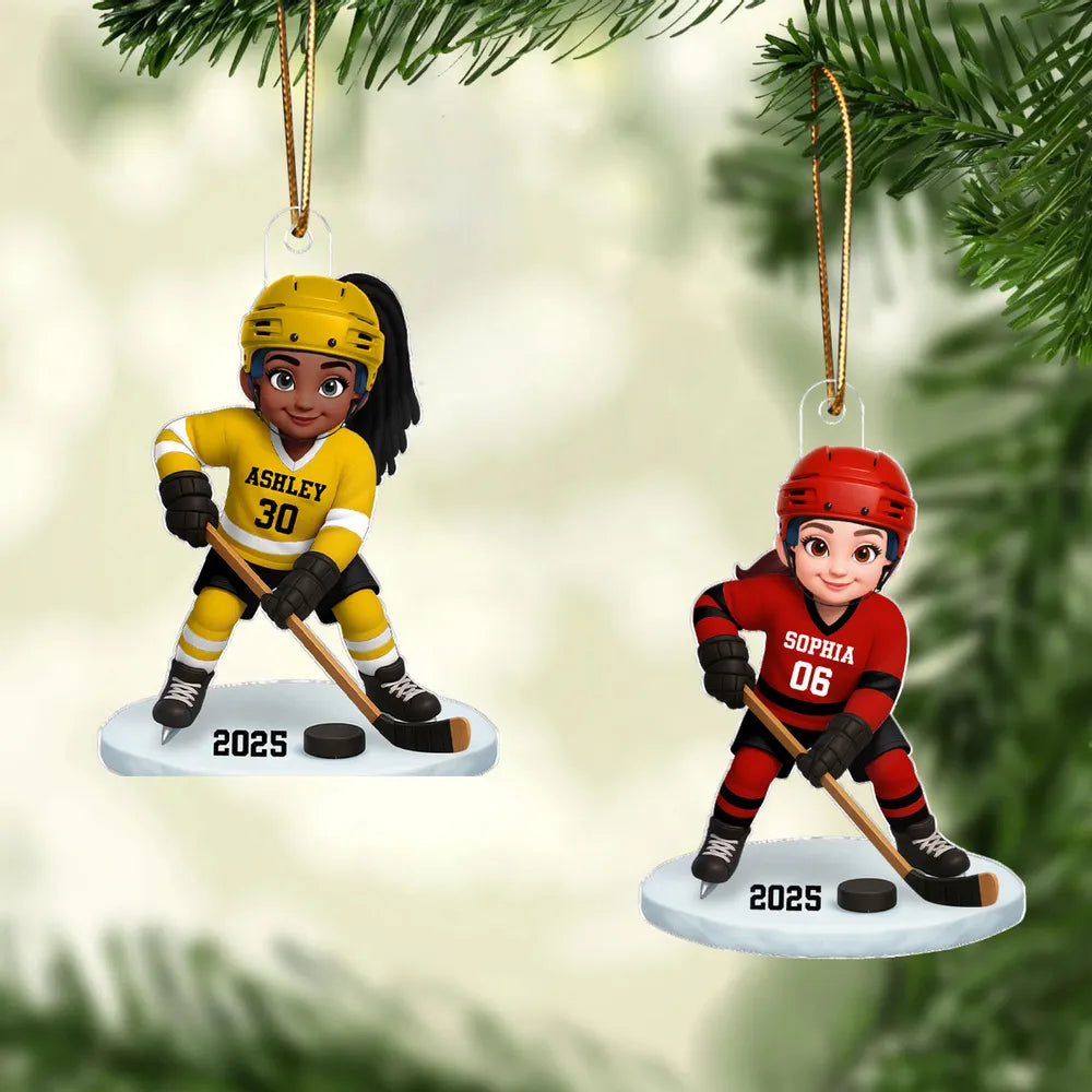 Custom Hockey Player Ornament for Kids - Personalized Sports Gift Ornament MagicInPrints