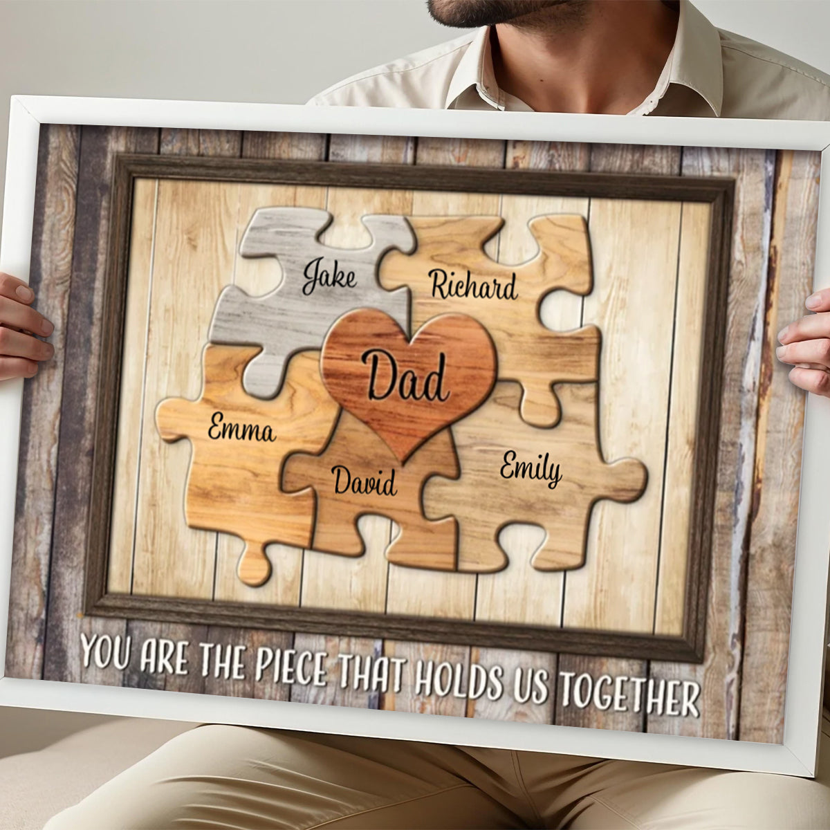 Personalized Family Puzzle Wall Art for Dad - Heartwarming Father's Day Gift Poster or Canvas MagicInPrints