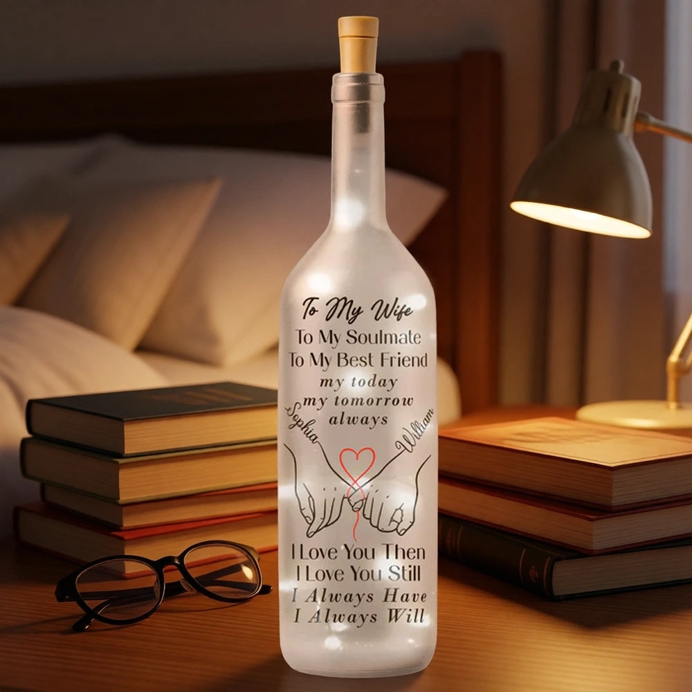 Personalized LED Wine Bottle Lamp for Wife - Romantic Anniversary Gift Lamp MagicInPrints