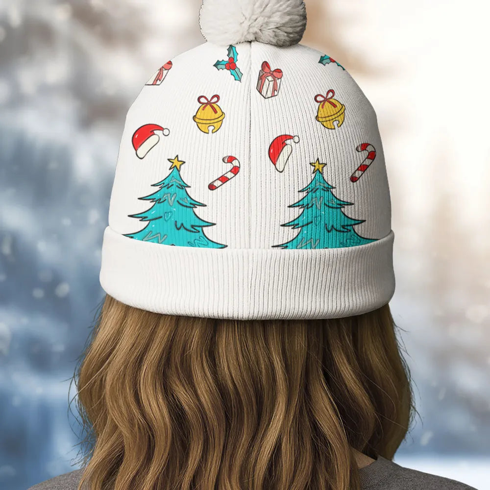 Custom Kids Christmas Beanie with Cartoon Characters and Names - Holiday Gift Hat MagicInPrints