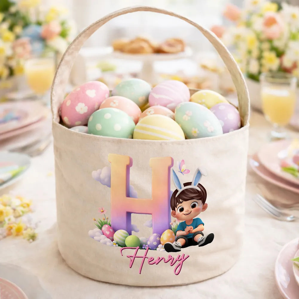 Personalized Easter Basket for Kids with Name and Cartoon Design - Easter Gift Bag MagicInPrints