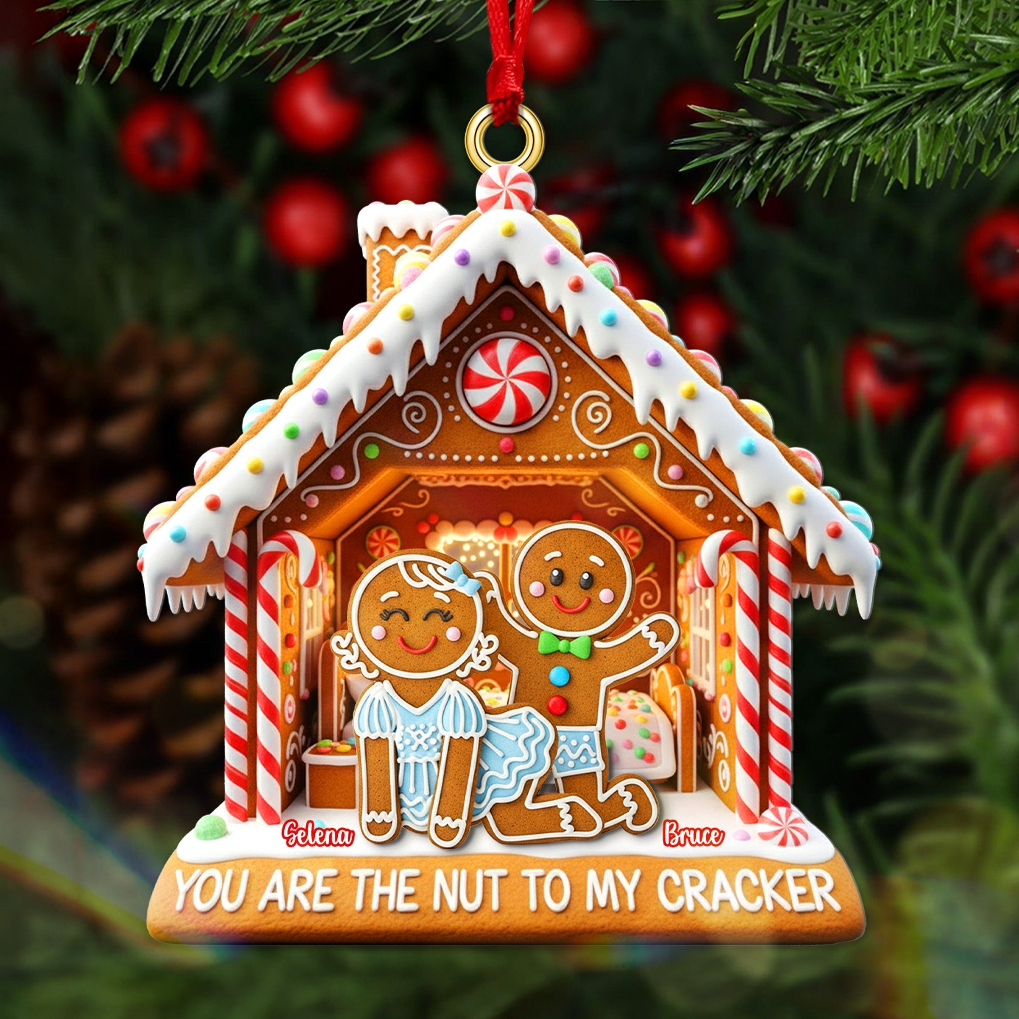 "You Are The Nut To My Cracker" - Personalized Gingerbread Couple Acrylic Ornament - Perfect Custom Gift for Christmas Lovers Ornament MagicInPrints
