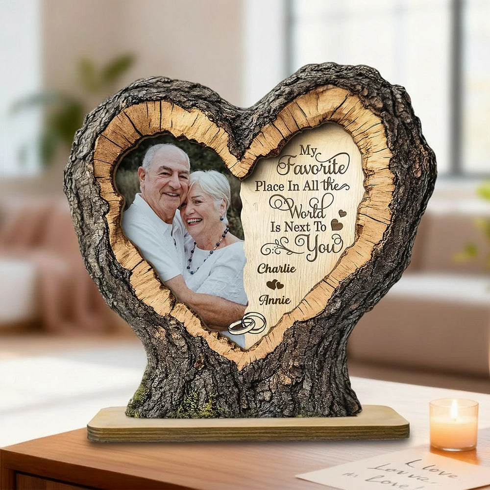 Custom Heart-Shaped Wooden Photo Frame for Couples - Anniversary Gift Plaque MagicInPrints