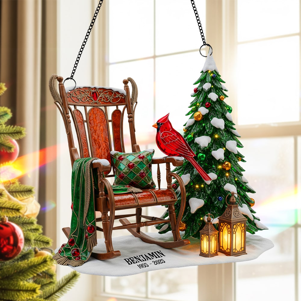 “In Loving Memory” - Memorial Cardinal Suncatcher Ornament - Personalized Gift for Family & Loved Ones Ornament MagicInPrints