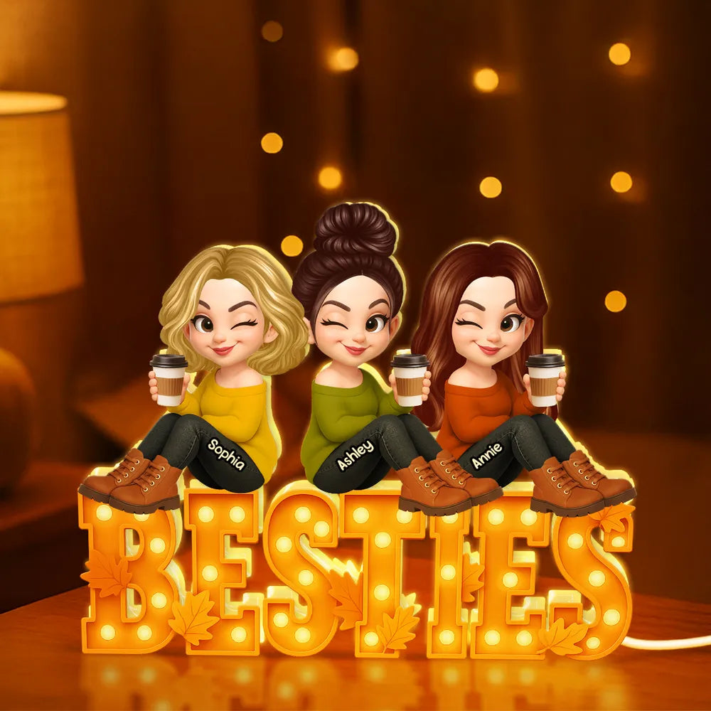 Personalized Besties LED Light for Friends - Cozy Home Decor Gift Plaque MagicInPrints