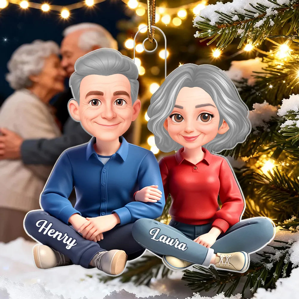 Custom Cartoon Couple Ornament for Couples with Names - Christmas Decoration Ornament MagicInPrints