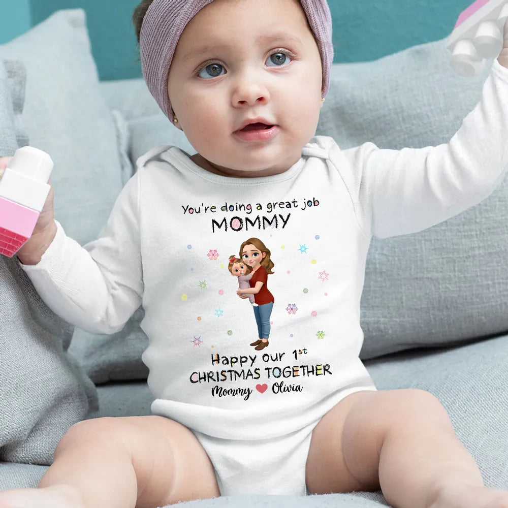Personalized Baby Onesie for Mommy - First Christmas Together Cloth MagicInPrints