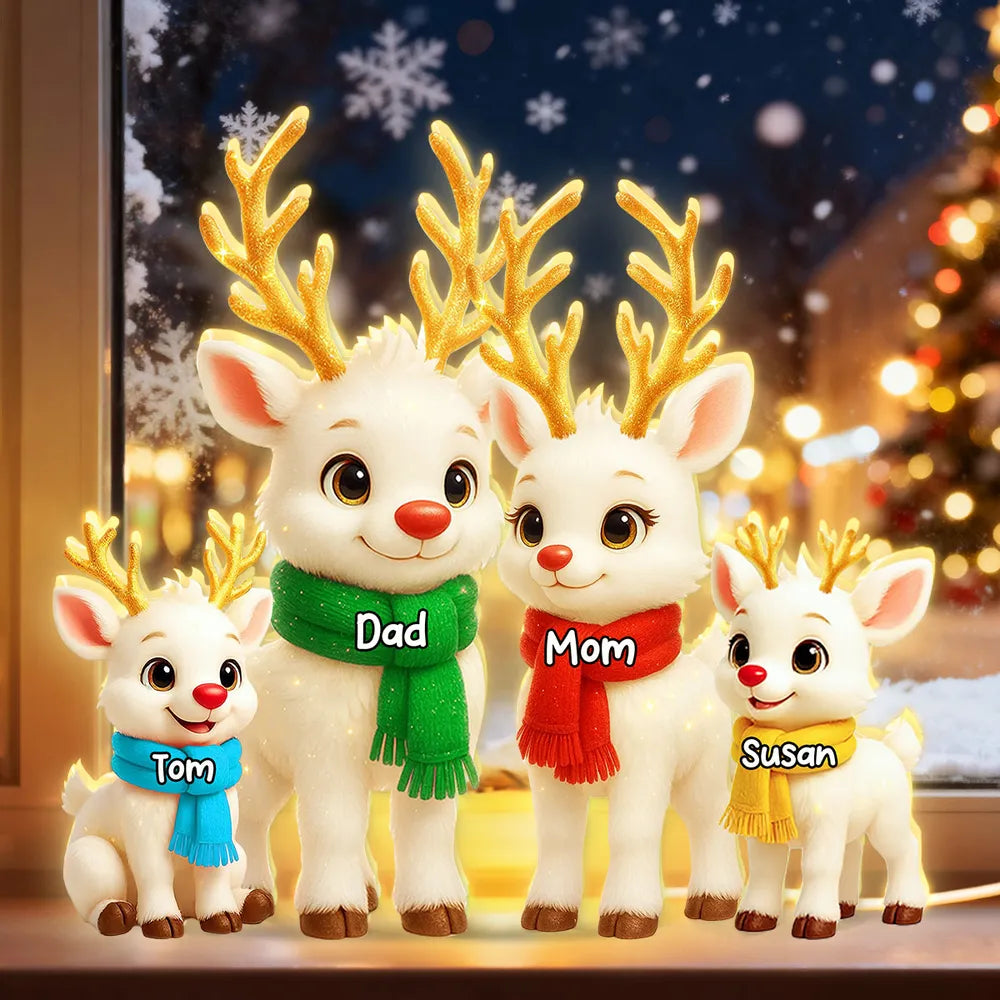 Personalized Reindeer Family Figurines for Christmas - Custom Names Plaque MagicInPrints