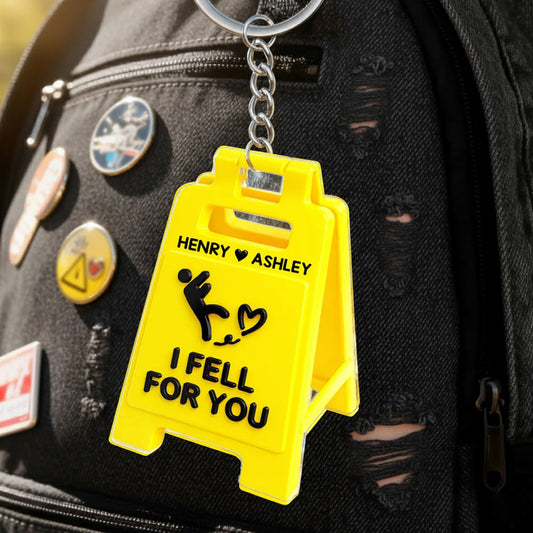 Personalized Funny Keychain for Couples - I Fell for You Gift Keychain MagicInPrints