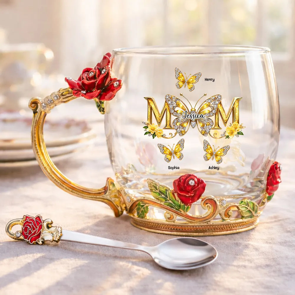 Personalized Glass Tea Mug for Mom with Floral Design - Mother's Day Gift Cup MagicInPrints