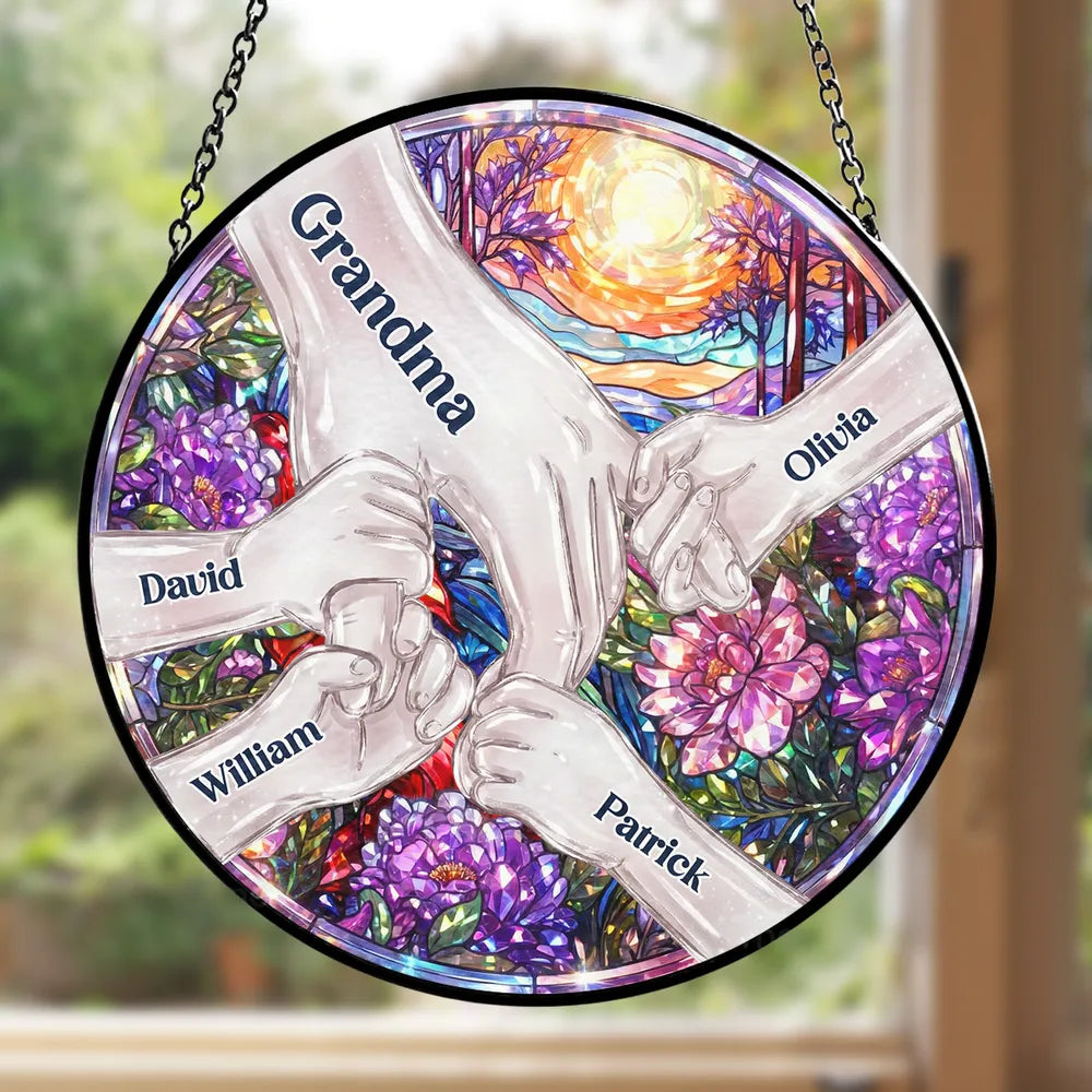 Personalized Family Handprint Sun Catcher for Grandma - Sentimental Gift Ornament MagicInPrints