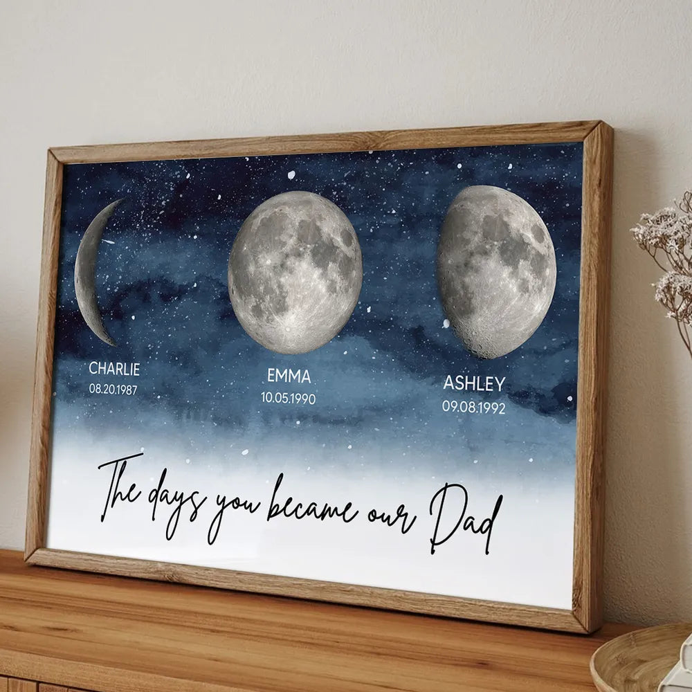 Personalized Moon Phase Art for Dad - Custom Date Gift Poster or Canvas MagicInPrints